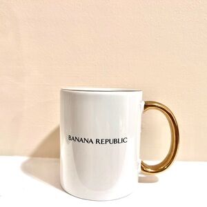 NEW Banana Republic White & Gold Coffee Mug